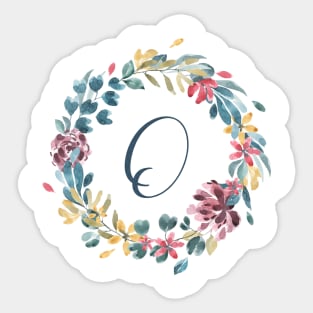 Floral Monogram O Colorful Full Blooms Sticker